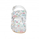 Sandale pour femmes en cuir blanc imprimé multicouleur talon 3 - Pointures disponibles:  32, 34, 43, 44, 45