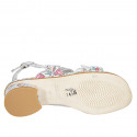 Woman's sandal in multicolored printed white leather heel 3 - Available sizes:  32, 33, 34, 42, 43, 44, 45
