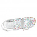 Sandale pour femmes en cuir blanc imprimé multicouleur talon 3 - Pointures disponibles:  32, 34, 43, 44, 45