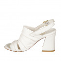 Woman's sandal in white leather heel 7 - Available sizes:  32, 33, 34, 42, 43, 45