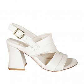 Sandale pour femmes en cuir blanc talon 7 - Pointures disponibles: 32, 42, 43