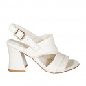 Woman's sandal in white leather heel 7 - Available sizes:  32, 33, 34, 42, 43, 45