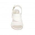Woman's sandal in white leather heel 7 - Available sizes:  32, 33, 34, 42, 43, 45