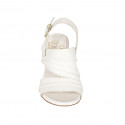 Woman's sandal in white leather heel 7 - Available sizes:  32, 42, 43