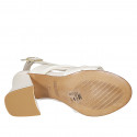 Woman's sandal in white leather heel 7 - Available sizes:  32, 33, 34, 42, 43, 45