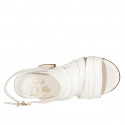 Sandalia en piel blanca para mujer tacon 7 - Tallas disponibles:  32, 33, 34, 42, 43, 45