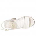 Woman's sandal in white leather heel 7 - Available sizes:  32, 33, 34, 42, 43, 45