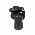 Woman's sandal in black leather heel 7 - Available sizes:  32, 33