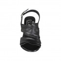 Woman's sandal in black leather heel 7 - Available sizes:  32, 33, 34, 42, 44, 45