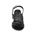 Woman's sandal in black leather heel 7 - Available sizes:  32, 33