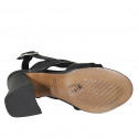 Woman's sandal in black leather heel 7 - Available sizes:  32, 33