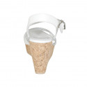 Woman's sandal with platform and strap in white leather wedge heel 9 - Available sizes:  42, 43, 44