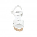 Woman's sandal with platform and strap in white leather wedge heel 9 - Available sizes:  42, 43, 44