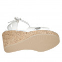 Woman's sandal with platform and strap in white leather wedge heel 9 - Available sizes:  33, 34, 42, 43, 44, 45