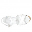 Woman's sandal with platform and strap in white leather wedge heel 9 - Available sizes:  42, 43, 44