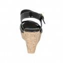 Woman's strap sandal in black patent leather with platform and wedge 9 - Available sizes:  33, 42, 44, 45