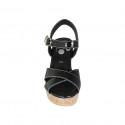 Sandale pour femmes en cuir verni noir avec courroie, plateforme et talon compensé 9 - Pointures disponibles:  32, 33, 34, 42, 43, 44, 45