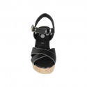 Woman's strap sandal in black patent leather with platform and wedge 9 - Available sizes:  32, 33, 34, 42, 43, 44, 45