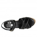 Woman's strap sandal in black patent leather with platform and wedge 9 - Available sizes:  33, 42, 44, 45