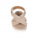 Sandale pour femmes en cuir rose clair avec bandes croisés talon compensé 3 - Pointures disponibles:  32, 33, 42, 43, 44, 45