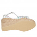 Sandale pour femmes en cuir blanc imprimé mosaïque multicouleur avec courroie, plateforme et talon compensé 9 - Pointures disponibles:  33, 34, 42, 43, 44, 45