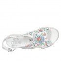 Woman's sandal in multicolored printed white leather wedge heel 3 - Available sizes:  32, 33, 34, 42, 43, 44, 45