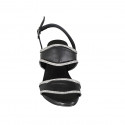 Sandale pour femmes en cuir noir avec strass talon 5 - Pointures disponibles:  32, 33, 34, 42, 43, 44, 45