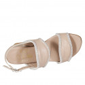 Sandalo da donna in pelle rosa chiaro con strass tacco 5 - Misure disponibili: 32, 33, 34, 42, 43, 44, 45