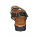 Sandale pour femmes avec courroie et strass argent, cuivre et gris en cuir noir avec talon compensé 3 - Pointures disponibles:  32, 33, 43, 44
