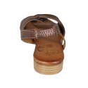Woman's sandal with elastic band in brown leather heel 2 - Available sizes:  42