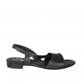 Sandalia para mujer con elastico en piel negra tacon 2 - Tallas disponibles:  32
