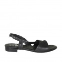 Woman's sandal with elastic band in black leather heel 2 - Available sizes:  32, 42
