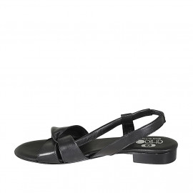 Woman's sandal with elastic band in black leather heel 2 - Available sizes:  32 2