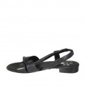 Woman's sandal with elastic band in black leather heel 2 - Available sizes:  32, 33, 42, 43, 44, 45