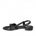 Woman's sandal with elastic band in black leather heel 2 - Available sizes:  32, 42