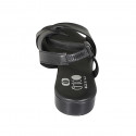 Sandalia para mujer con elastico en piel negra tacon 2 - Tallas disponibles:  32, 33, 42, 43, 44, 45