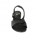 Sandalia para mujer con elastico en piel negra tacon 2 - Tallas disponibles:  32, 33, 42, 43, 44, 45