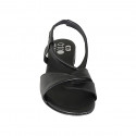 Woman's sandal with elastic band in black leather heel 2 - Available sizes:  32, 33, 42, 43, 44, 45