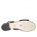 Woman's sandal with elastic band in black leather heel 2 - Available sizes:  32, 42
