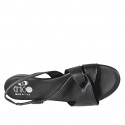 Sandalo da donna con elastico in pelle nera tacco 2 - Misure disponibili: 32, 33, 42, 43, 44, 45