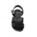 Sandalia con cinturon para mujer en piel negra tacon 5 - Tallas disponibles:  32, 33, 42, 44, 45