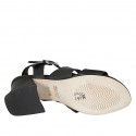 Sandalia con cinturon para mujer en piel negra tacon 5 - Tallas disponibles:  32, 33, 42, 44, 45