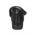 Chaussure ouverte pour femmes avec courroie et strass en cuir noir talon compensé 3 - Pointures disponibles:  32, 33, 42, 43