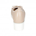 Ballerine pour femmes en cuir rose clair avec noeud et bout droit talon compensé 4 - Pointures disponibles:  32, 44