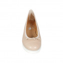 Ballerine pour femmes en cuir rose clair avec noeud et bout droit talon compensé 4 - Pointures disponibles:  32, 44