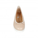 Woman's ballerina shoe in light rose leather with bow and captoe wedge heel 4 - Available sizes:  32, 34, 42, 43, 44, 45