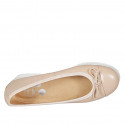 Ballerine pour femmes en cuir rose clair avec noeud et bout droit talon compensé 4 - Pointures disponibles:  32, 44