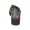 Ballerine pour femmes en daim noir imprimé multicouleur avec noeud et bout droit talon compensé 4 - Pointures disponibles:  32, 33, 42, 43, 45
