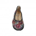 Ballerine pour femmes en daim noir imprimé multicouleur avec noeud et bout droit talon compensé 4 - Pointures disponibles:  32, 33, 42, 43, 45