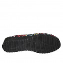 Ballerine pour femmes en daim noir imprimé multicouleur avec noeud et bout droit talon compensé 4 - Pointures disponibles:  32, 33, 42, 43, 45